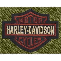 Parche bordado, harley davidson, tonos marrones