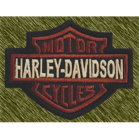 Parche bordado, harley davidson, tonos marrones