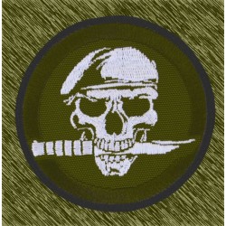 parche bordado, calavera fuerzas especiales, fondo verde