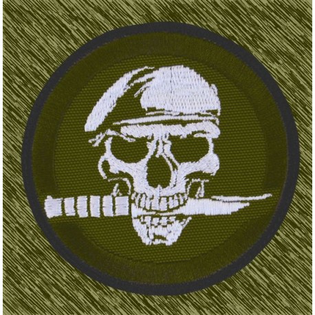 parche bordado, calavera fuerzas especiales, fondo verde