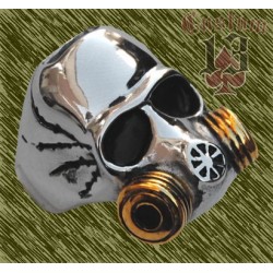 Anillo de acero calavera mascar de gas