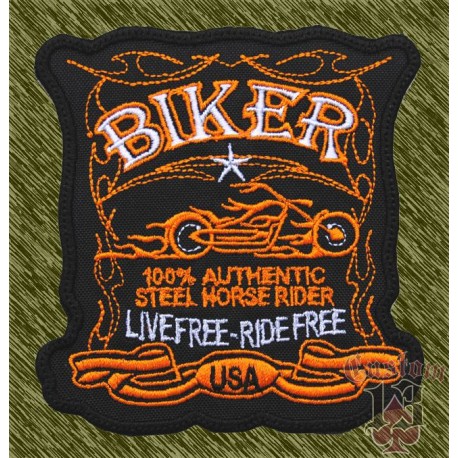 Parche bordado biker, live free ride free