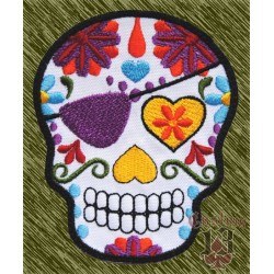 Parche bordado, calavera mexicana pirata