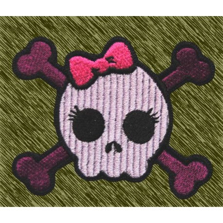 Parche bordado, calavera tibias mini