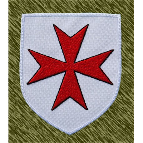 parche bordado, escudo cruz de la orden de San Juan