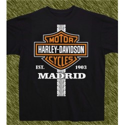 Camiseta negra, harley madrid