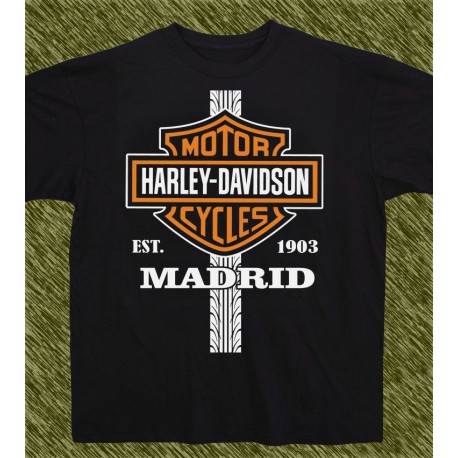 Camiseta negra, harley madrid