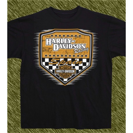 Camiseta negra, harley racing