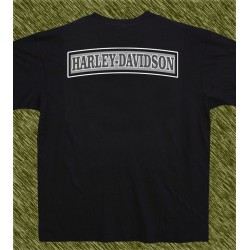 Camiseta negra, harley bandera