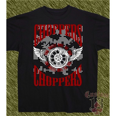 Camiseta negra, chopper, two wheels move the soul