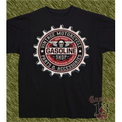 Camiseta negra, gasoline shop