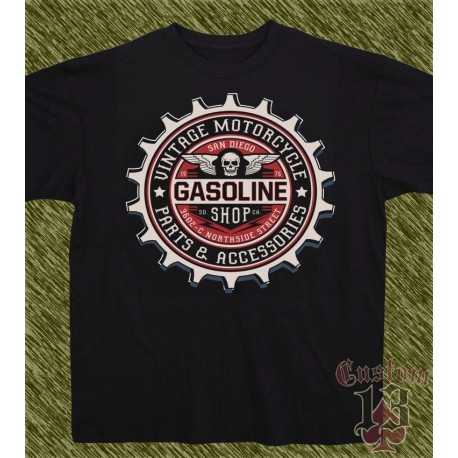 Camiseta negra, gasoline shop