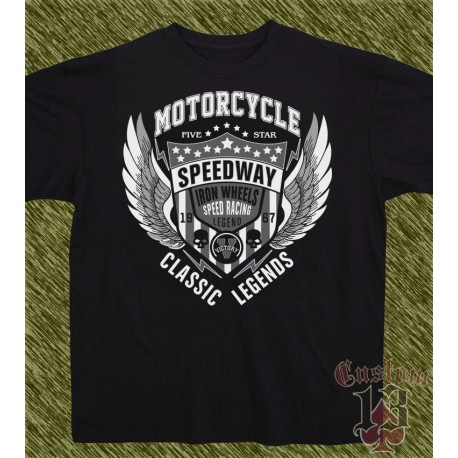 Camiseta negra, iron wheels