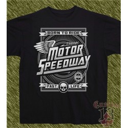 Camiseta negra, motor speedway