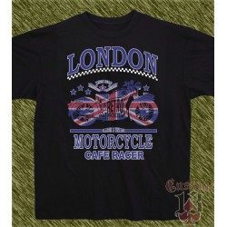 Camiseta negra, london motorcycle cafe racer