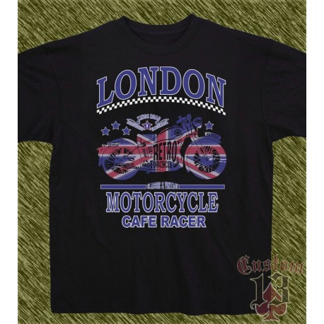 Camiseta negra, london motorcycle cafe racer