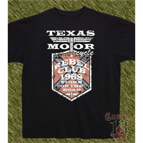 Camiseta negra, texas motor