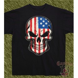 Camiseta negra, USA skull