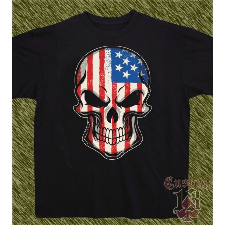 Camiseta negra, USA skull