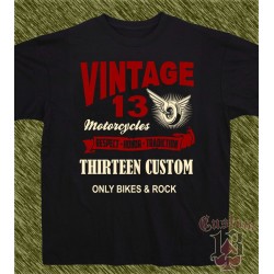 Camiseta negra, vintage 13 motorcycles