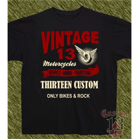 Camiseta negra, vintage 13 motorcycles