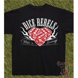 Camiseta negra, dice rebels