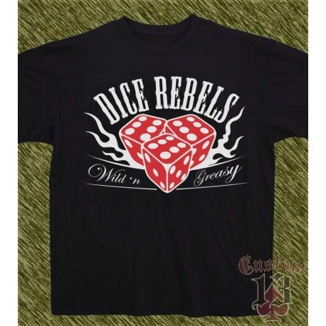 Camiseta negra, dice rebels