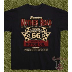 Camiseta negra, genuine mother road, new