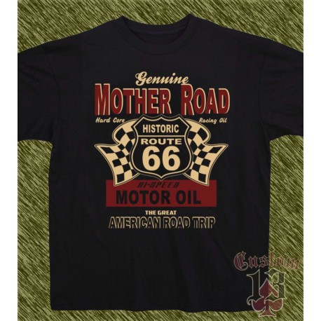 Camiseta negra, genuine mother road, new