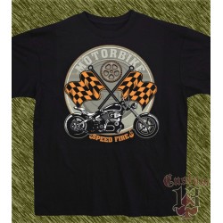 Camiseta negra, motorbke, speed fire