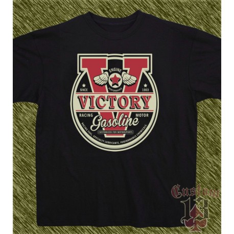 Camiseta negra, victory racing motor