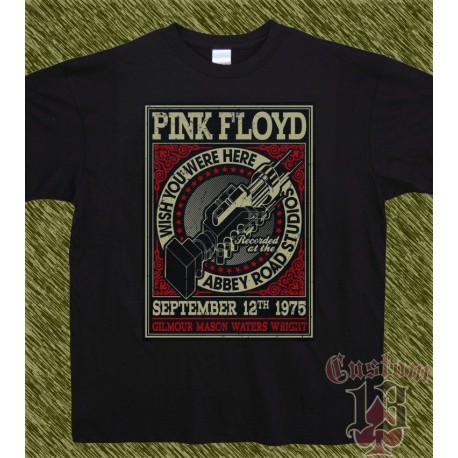 Camiseta negra, pink floyd, abbey road studios