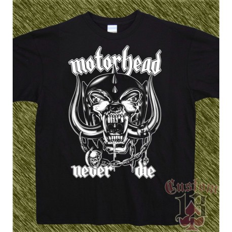 Camiseta negra, motorhead, never die