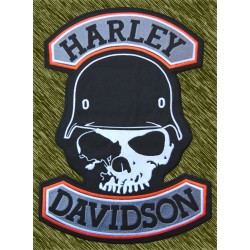 parche bordado para espalda, harley casco y rockers