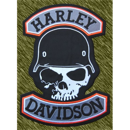 parche bordado para espalda, harley casco y rockers