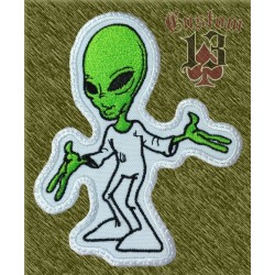 Parche bordado, alien cabeza verde