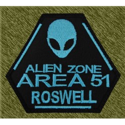 Parche bordado, alien zone area 51