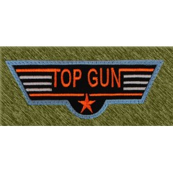 parche bordado, top gun fondo negro