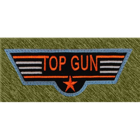 parche bordado, top gun fondo negro