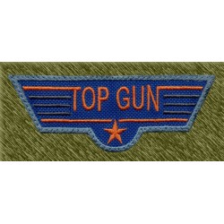 parche bordado, top gun fondo azul