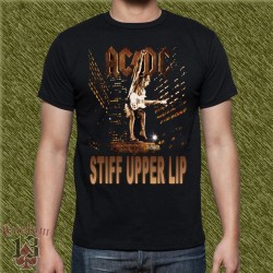 Camiseta negra, ac dc, stiff uper lip