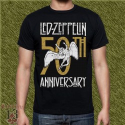 Camiseta negra, led zeppelin, 50 aniversario