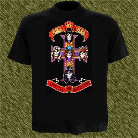 Camiseta negra, guns n roses, appetite for destruction