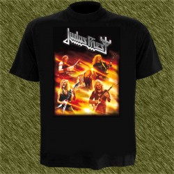 Camiseta negra, judas priest, fire power