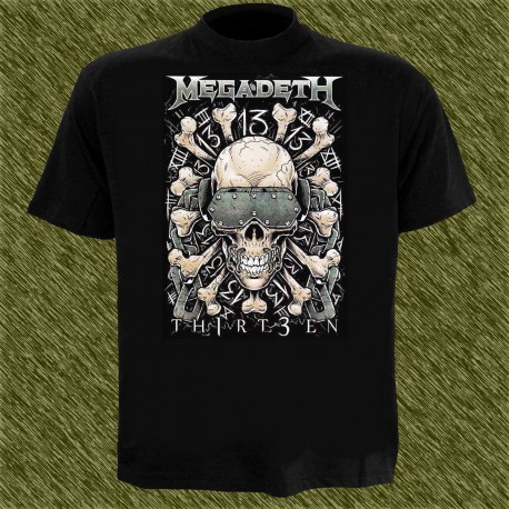 Camiseta negra, megadeth, thirteen