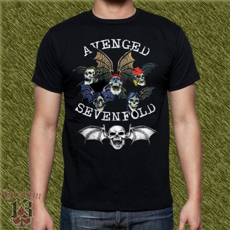 Camiseta negra, avenged seven fold, murcielagos