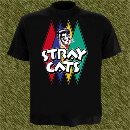 Camiseta negra, stry cats, rombos