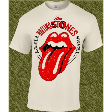 Camiseta beig, rolling stones, fifty years