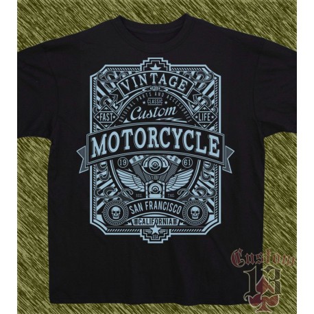 Camiseta negra, motorcycle san francisco