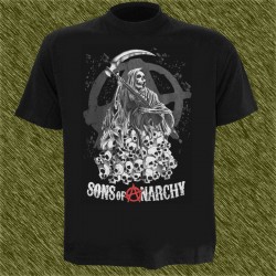 Camiseta negra, sons of anarchy, calaveras